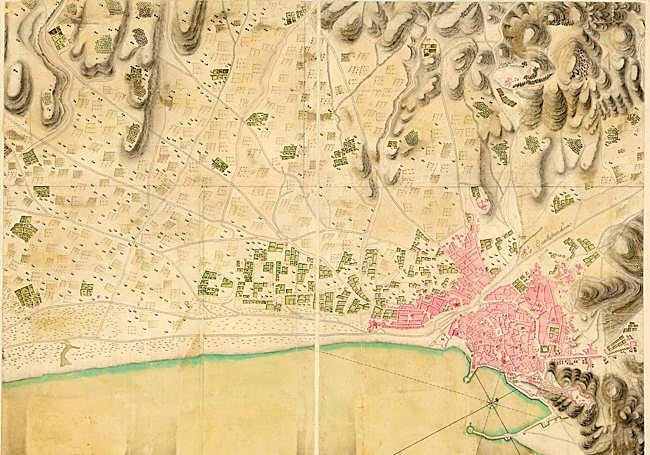 Plano de Málaga y su costa hacia 1755. Centro Cartográfico del Ejército