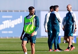 Larrubia, en un entrenamiento reciente del Málaga.