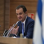 José María Muñoz, en una comparecencia en La Rosaleda.