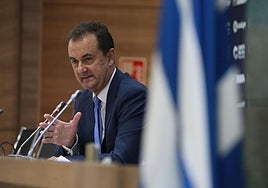 José María Muñoz, en una comparecencia en La Rosaleda.