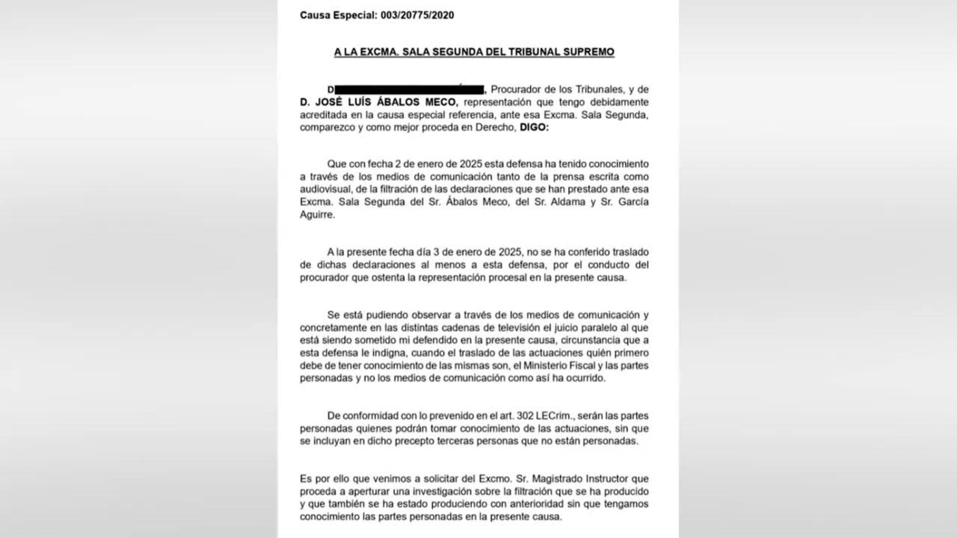 Ábalos pide al Supremo que investigue la filtración de su declaración