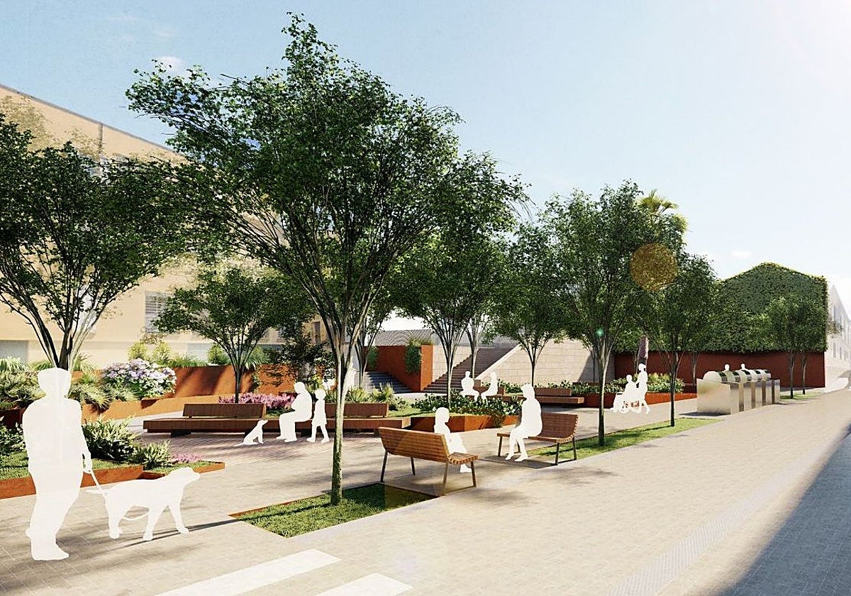 Recreación de cómo quedará la zona de la plaza de Pepe Mena.