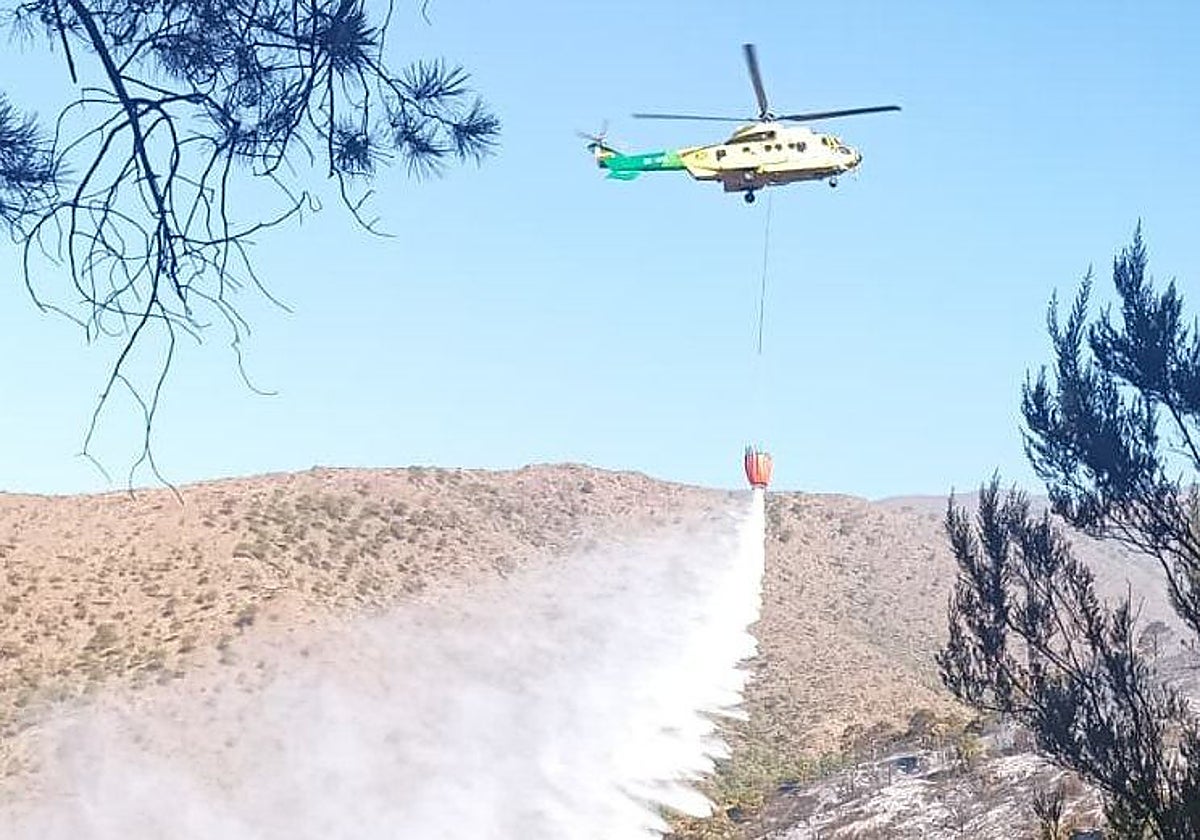 El Infoca trata de controlar el incendio de Benahavís con un helicóptero y once grupos de bomberos