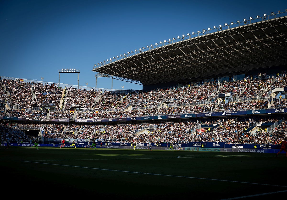 La afición malaguista, en un partido en La Rosaleda.