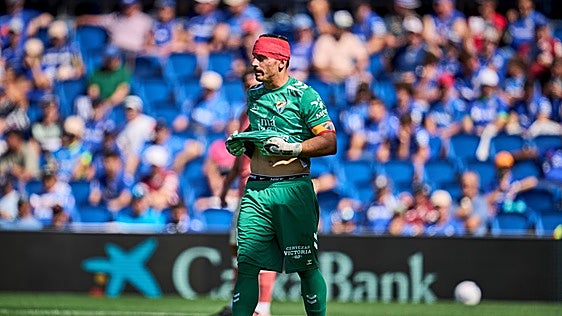 Alfonso Herrero, durante el partido del Málaga en Getafe.