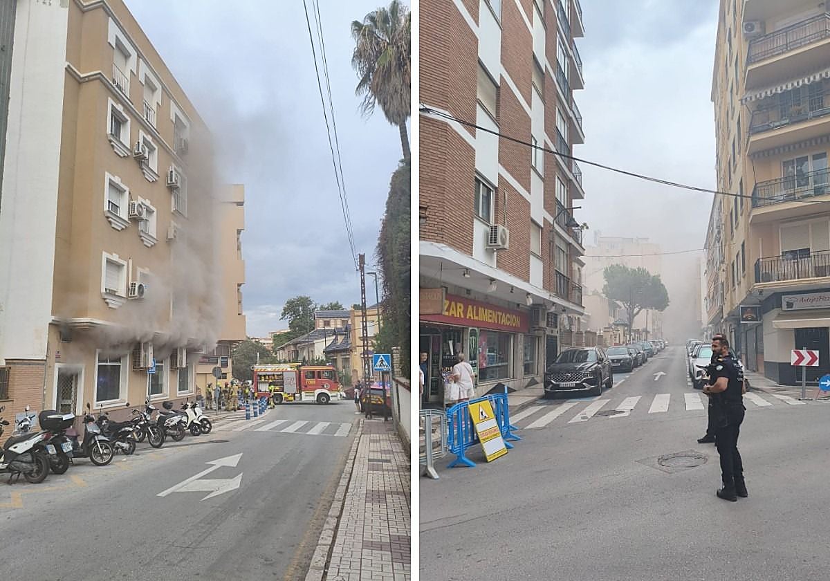 Sobresalto por un incendio con una densa humareda en un gimnasio de Conde Ureña