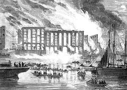 Grabado del gran incendio de Southwark. / Archivo