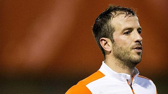 Van der Vaart, durante un entrenamiento de la selección holandesa.