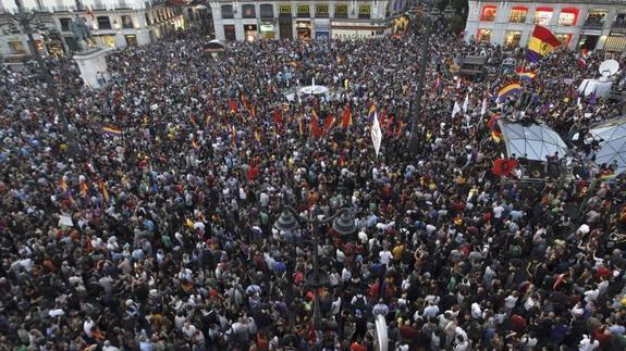 Concentración que se celebró el pasado lunes en la Puerta del Sol de Madrid a favor de la República 