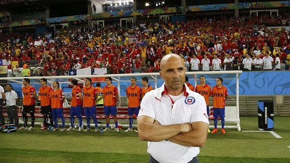 Sampaoli, en el primer encuentro de Chile. 