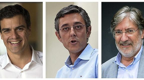 Pedro Sánchez, Eduardo Madina y José Antonio Pérez Tapias.