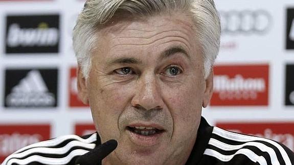 Ancelotti, durante la rueda de prensa. 