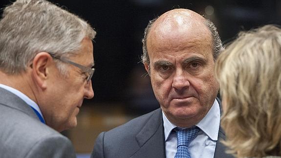 De Guindos, a su llegada a la reunión del Eurogrupo. 