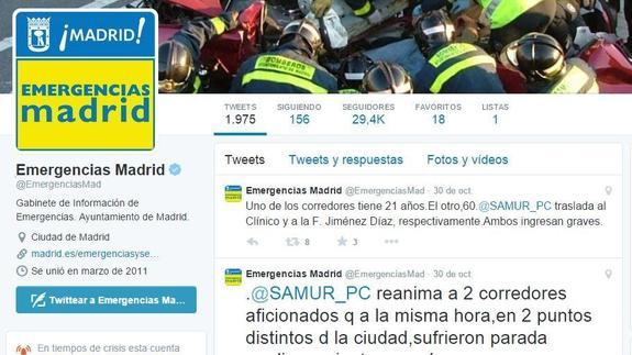 Captura de pantalla de Emergencias Madrid. 