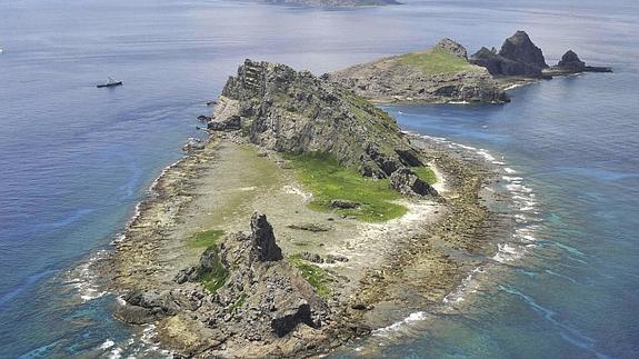 Vista aérea de las islas Senkaku. 