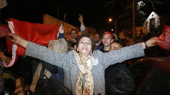 Seguidores de Beyi Caid Essebsi, líder del partido Nidaa Tounes. 