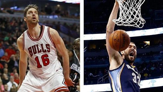 Pau Gasol (i) y Marc Gasol. 