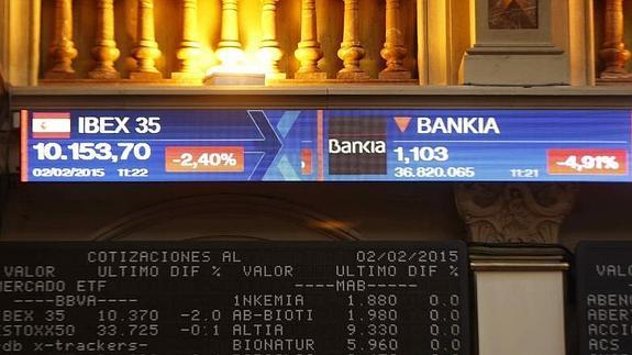 Paneles de la Bolsa de Madrid 