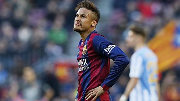 Neymar, durante el partido entre el Barça y el Málaga. 