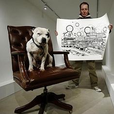 John Dolan y su perro George. 