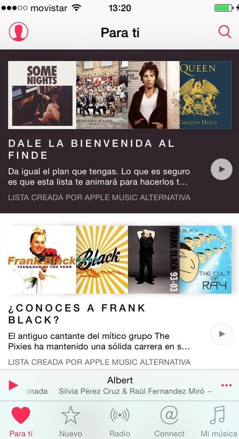 Así es la interfaz de Apple Music.