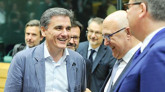 El ministro griego de Finanzas, al inicio de la reunión del Eurogrupo. 