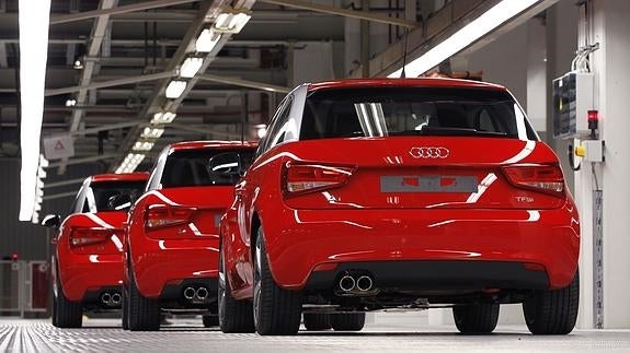 Coches Audi A1 en la planta de ensamblaje de Bruselas . 