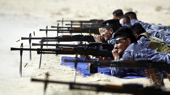 Policías iraquíes, en una sesión de entrenamiento. 