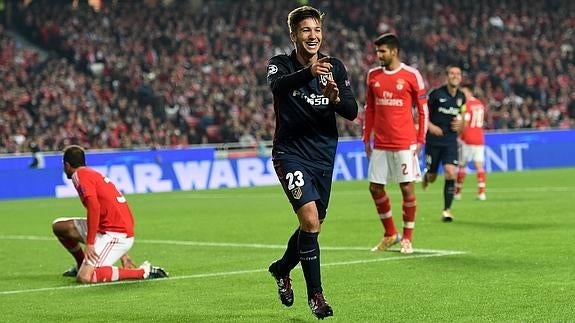 Vietto celebra su gol en Lisboa. 