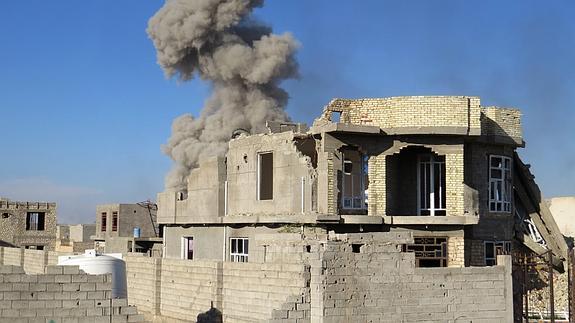 Bombardeo en la ciudad de Ramadi. 