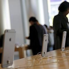 Modelos de iPhone 6 en una tienda de Apple de Pekín.