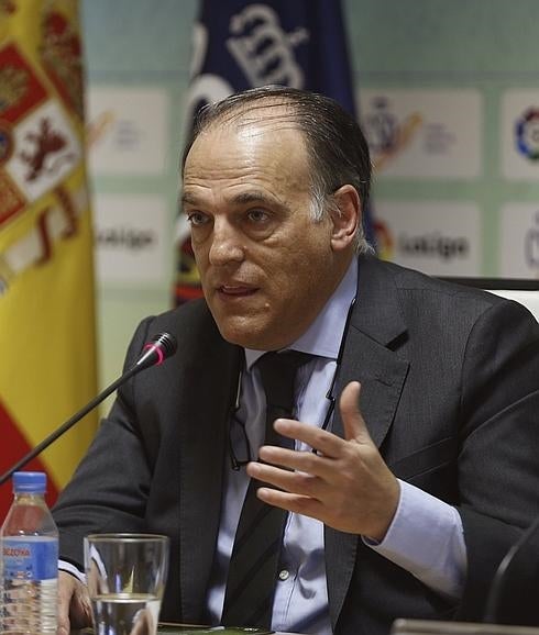 Javier Tebas, en rueda de prensa. 