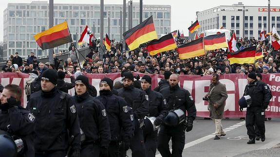 Concentración de ultraderechistas en Berlín.