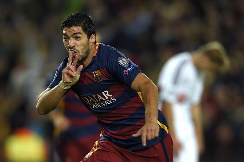 Luis Suárez, que descansó ante el Getafe, celebra uno de sus últimos goles.