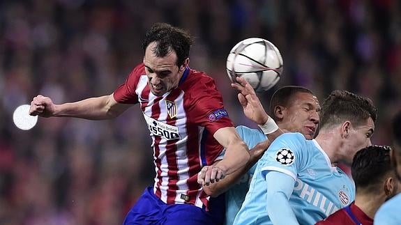 Godín, durante un partido del Atlético. 