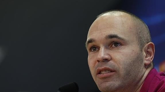 Andrés Iniesta, durante su conferencia de prensa del miércoles. 