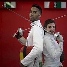 Pereira (i) y Cisneros posan tras un entrenamiento.