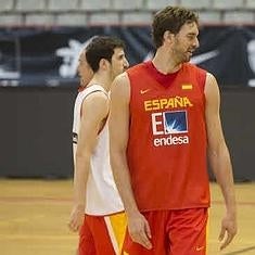 Pau Gasol, en un entrenamiento con la selección española.