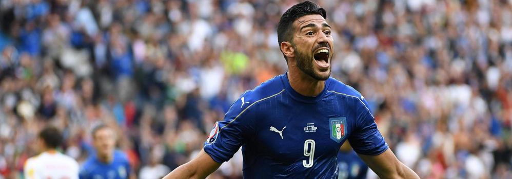 Graziano Pelle celebra el gol contra España. 