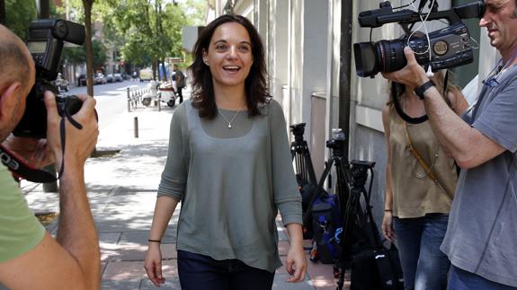 Sara Hernández, líder de los socialistas madrileños, a su llegada a Ferraz.
