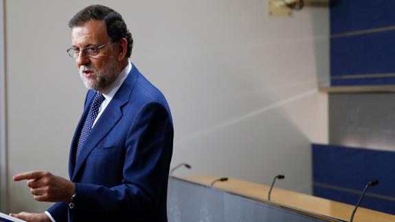 Mariano Rajoy tras la reunión con Pedro Sánchez.