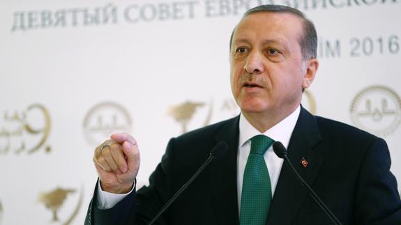 Erdogan durante un encuentro con la prensa