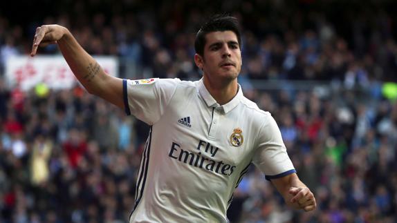 Morata celebra su gol ante el Leganés. 