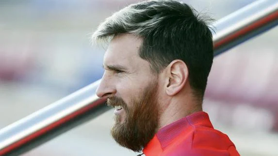 Leo Messi, durante el entrenamiento del Barça. 