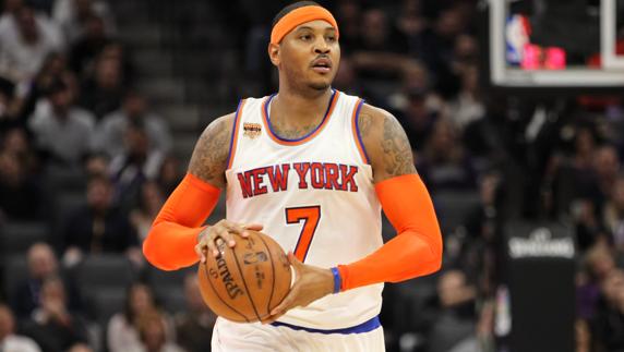 El alero Carmelo Anthony durante el partido.