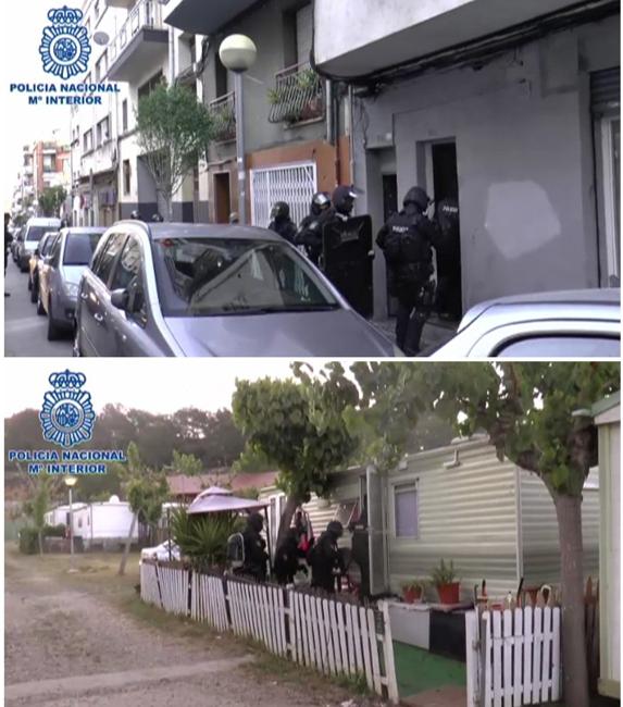 Imagen de las detenciones en Salou (abajo) y Badalona. 