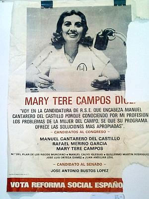 Papeleta en la que se pedía el voto para Reforma Social Española, en la que María Teresa Campos iba la tercera de la lista. M.G.