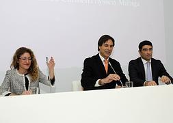 Lourdes Moreno, Damián Caneda y Javier Ferrer, durante la presentación de la nueva campaña. / Álvaro López