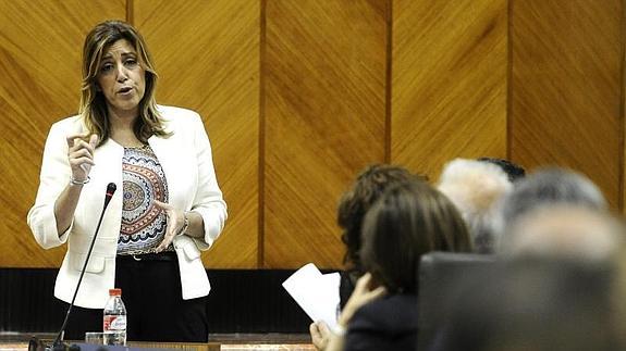 La presidenta de la Junta de Andalucía, Susana Díaz, durante la sesión de control al gobierno. 
