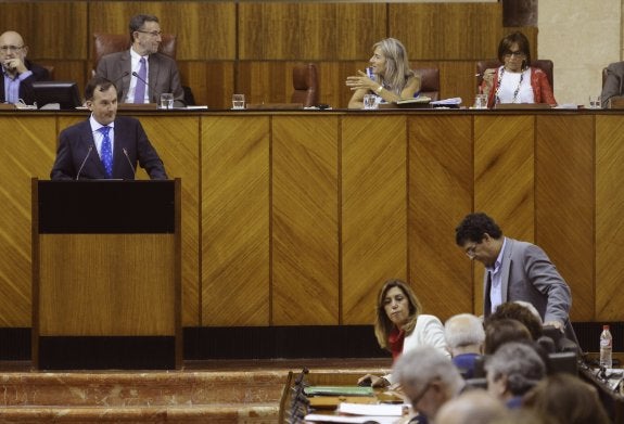 El portavoz y coordinador territorial de UPyD en Andalucía, Martín de la Herrán, ayer en el Parlamento. :: efe